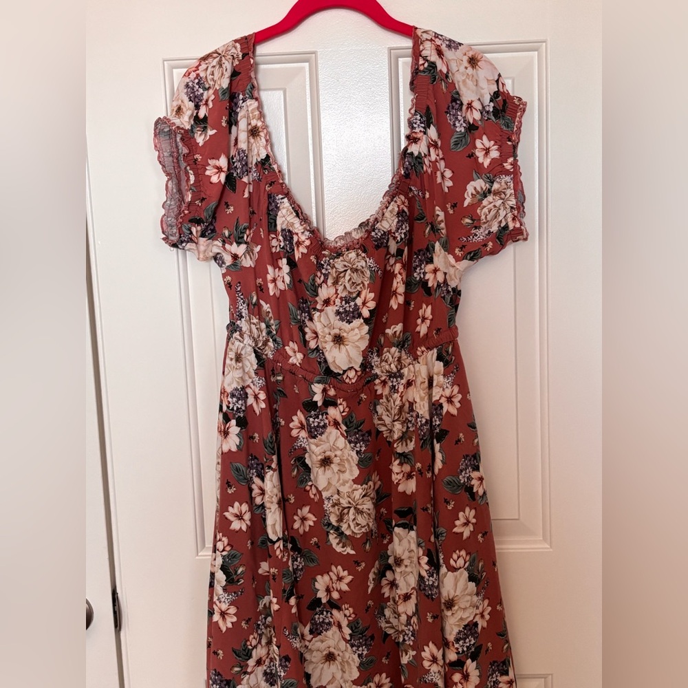 torrid Rust Floral Maxi Dress with Tie Waist - Picture 2 of 3